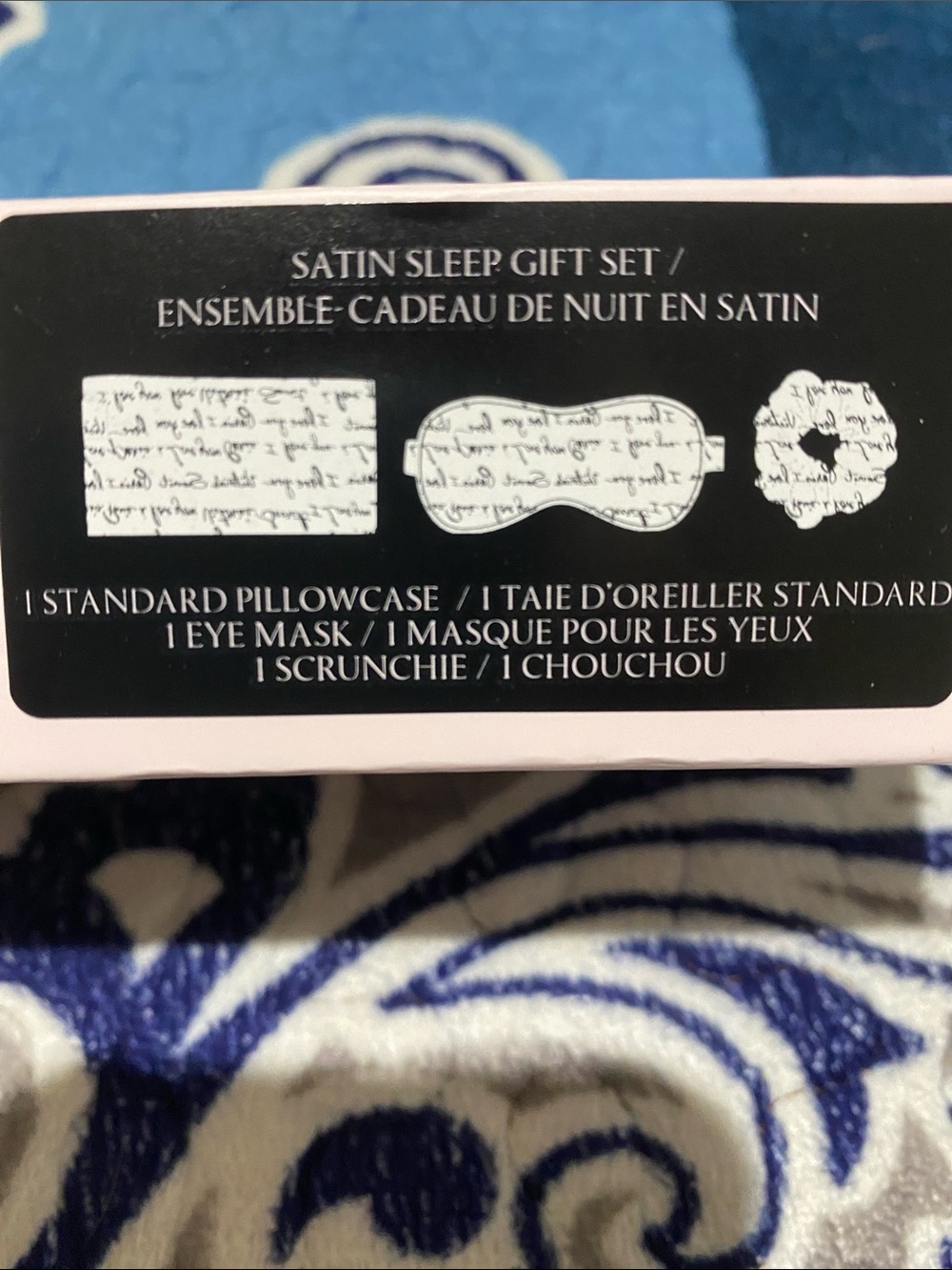 Victoria's Secret White and Black Script Satin Sleep Set